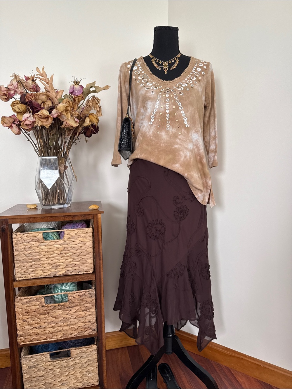 True Vintage 00's Western Y2K Fairy Whimsy Embellished Top / Sz. US 8-10